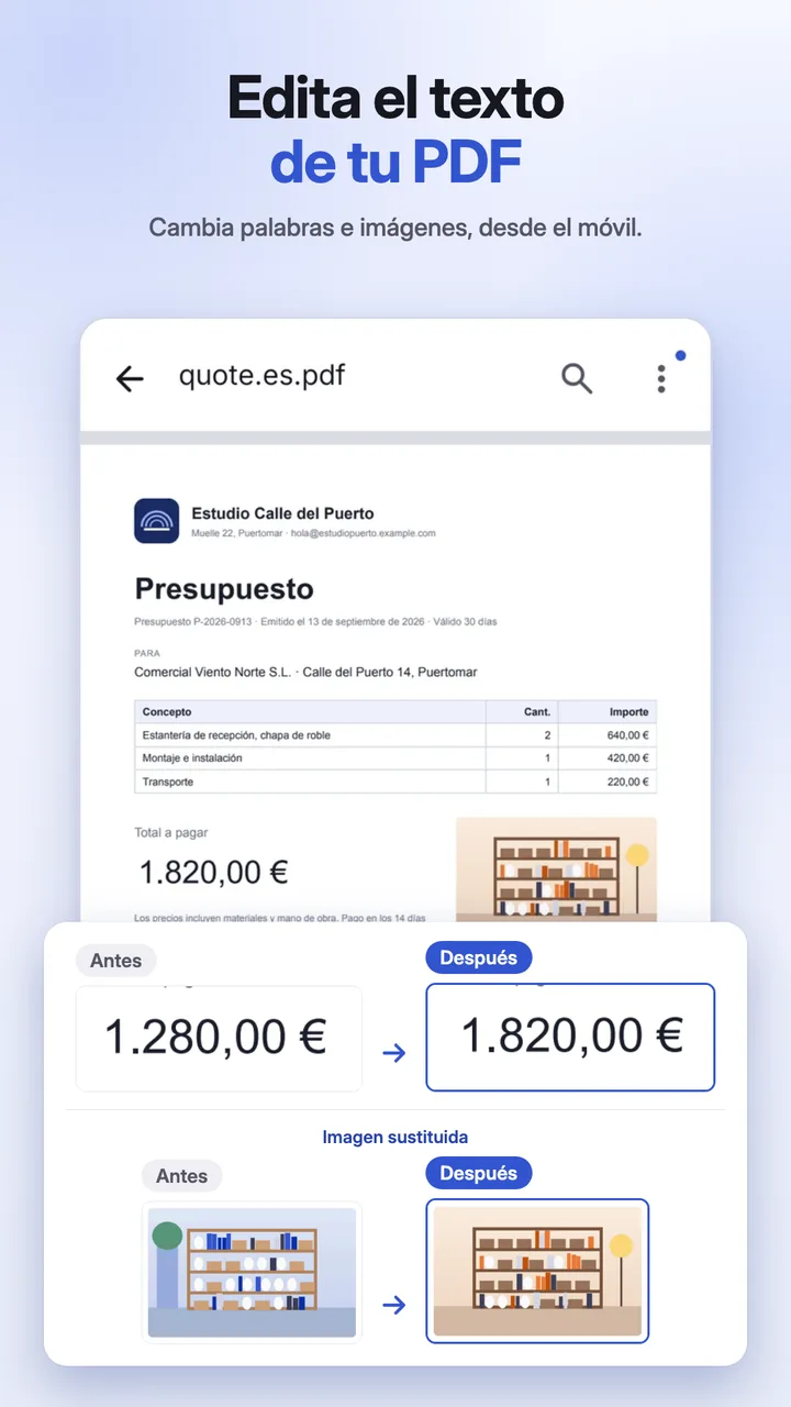 Editar las palabras de un párrafo directamente en la página