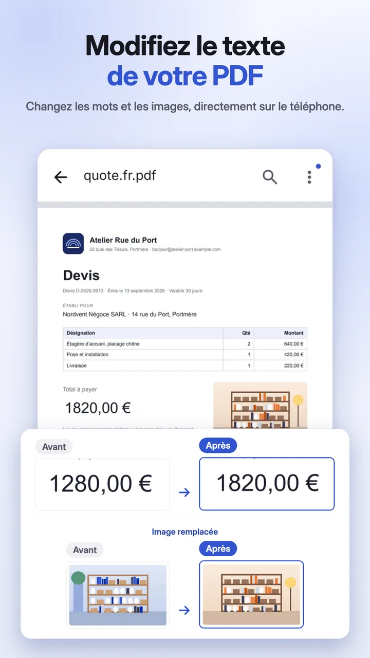 Modification des mots d’un paragraphe directement sur la page
