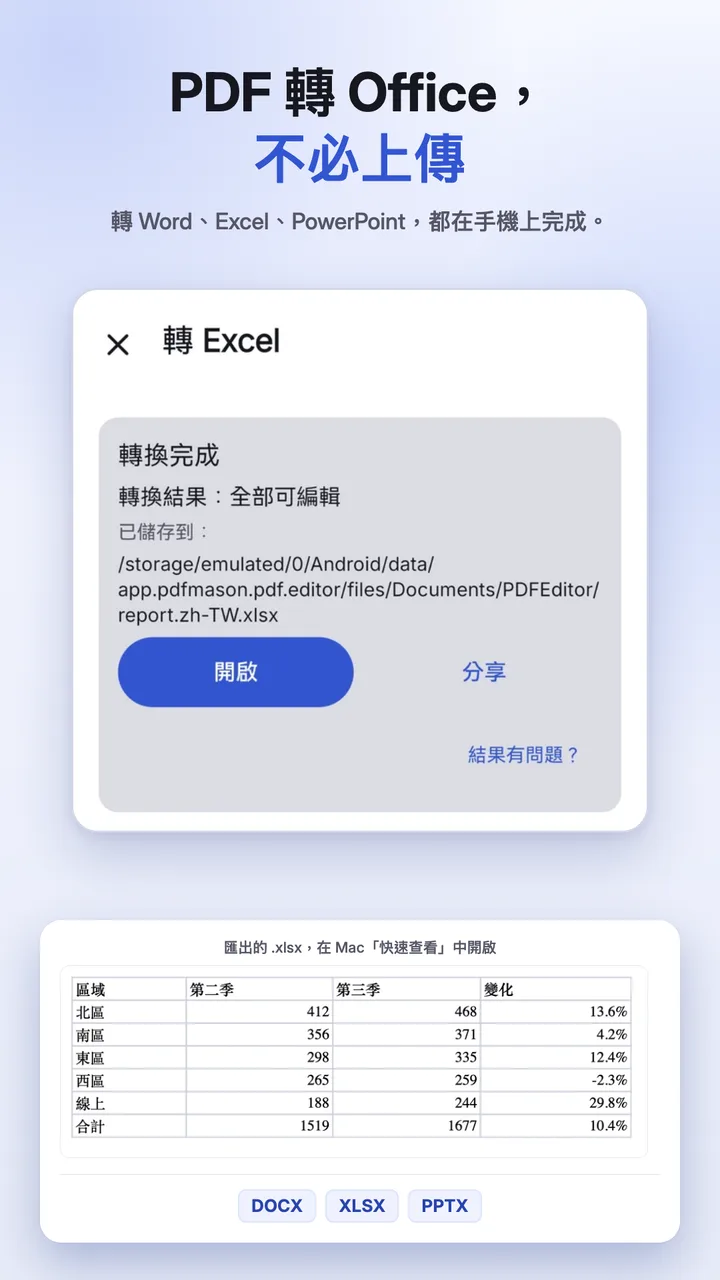 在手機上轉換成 Word 文件的 PDF